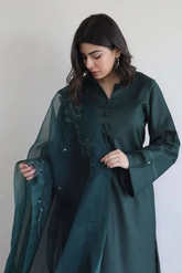 Embroidered Straight Kurta with Pants & Dupatta